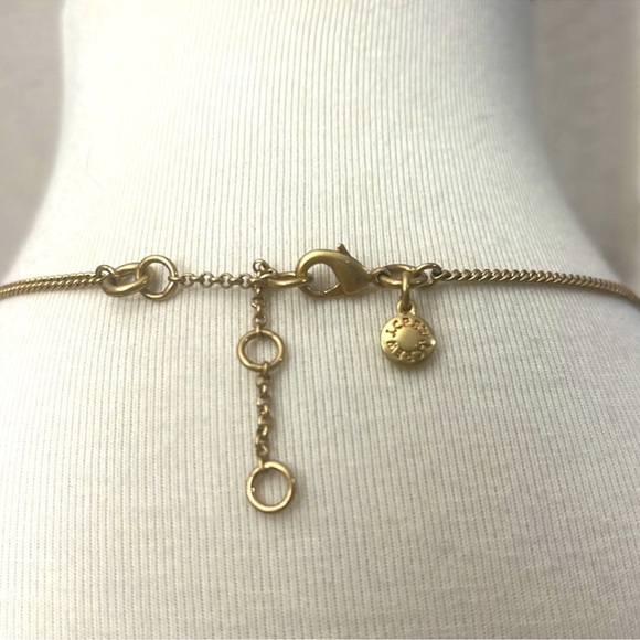 J. Crew necklace gold tone clear gemstone designer fashion statement diamond - Picture 4 of 4
